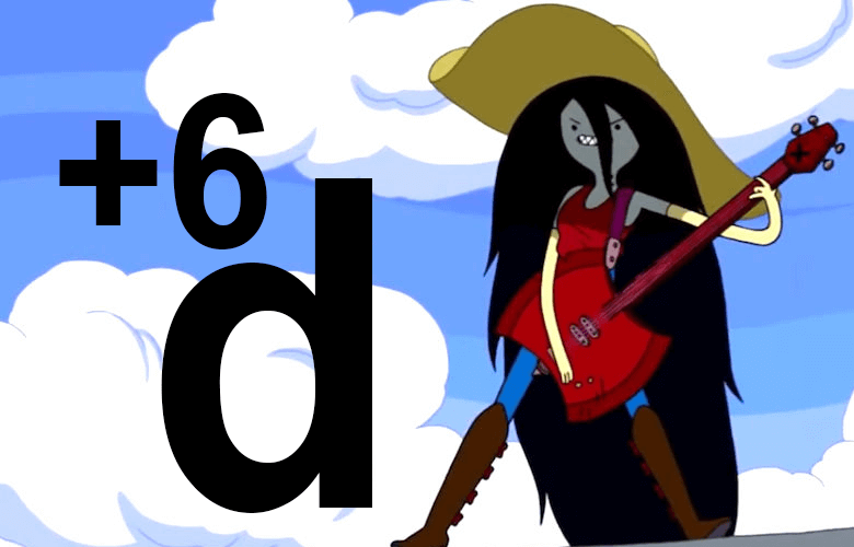Marceline tocando su bajo volando